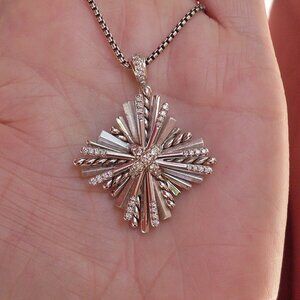 Retired David Yurman Angelika Four Point Enhancer Pendant w/Adjustable DY Chain